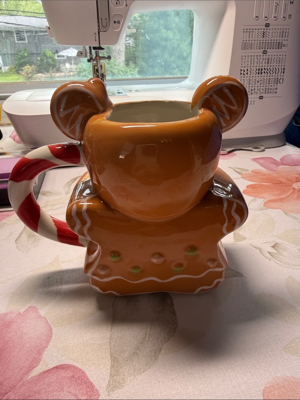 Disney Brown Gingerbread Minnie Mouse Mug with Red & White Candy-Stripe Handle - Picture 2 of 5